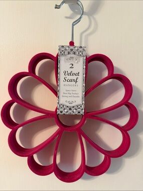 2 Velvet Scarf Hanger - Hot Pink Flower Organizer. New Smoke Free Home.